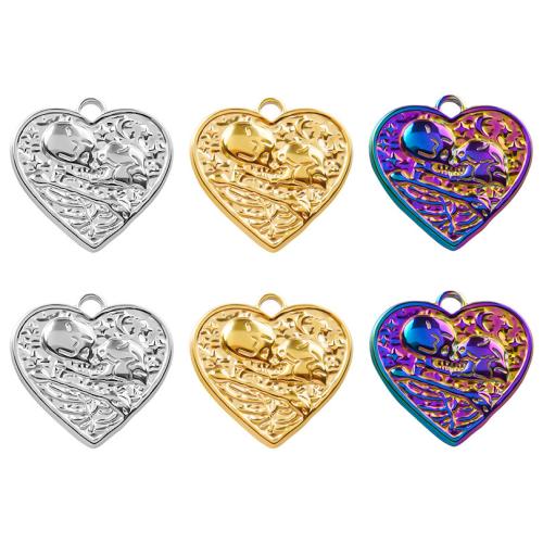 Stainless Steel Heart Pendants, 304 Stainless Steel, Vacuum Ion Plating, fashion jewelry & DIY [