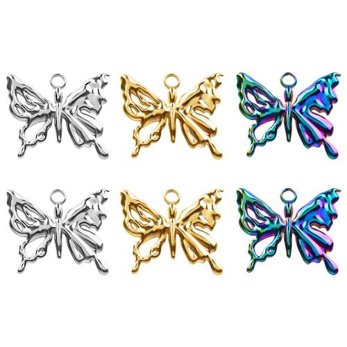 Stainless Steel Animal Pendants, 304 Stainless Steel, Butterfly, Vacuum Ion Plating, fashion jewelry & DIY & hollow [