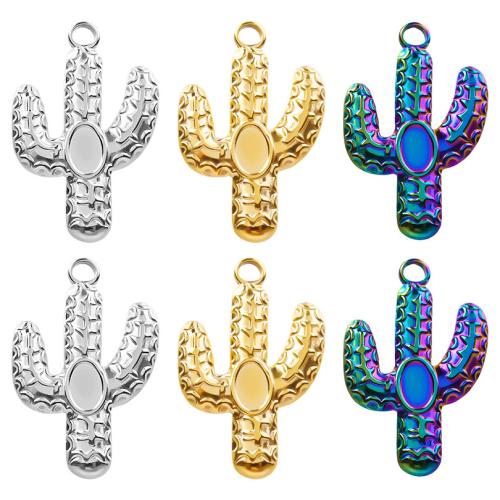 Stainless Steel Pendant Setting, 304 Stainless Steel, Opuntia Stricta, Vacuum Ion Plating, fashion jewelry & DIY [