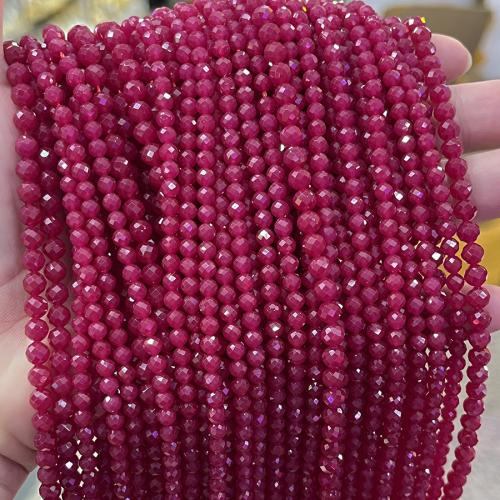 Mixed Gemstone Beads, Ruby Alumina, Round, fashion jewelry & DIY & faceted, fuchsia Approx 38 cm 