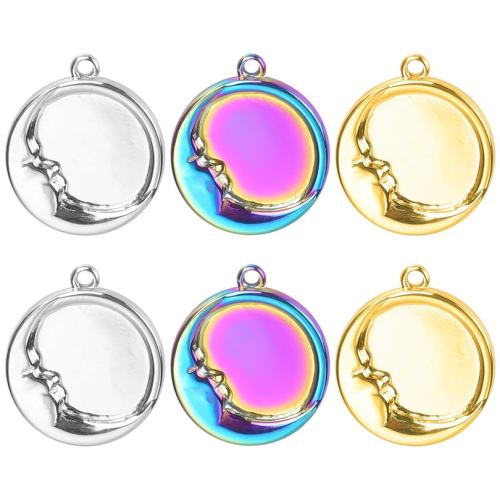 Stainless Steel Pendants, 304 Stainless Steel, Flat Round, Vacuum Ion Plating, fashion jewelry & DIY 