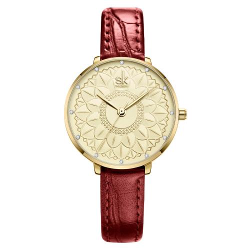 Uhrenarbänder für Frauen, Glas, mit PU Leder, Lebenswasserbeständig & Modeschmuck & japanische Uhr-Bewegung & mit Strass, keine, Länge:ca. 20.2 cm, verkauft von PC
