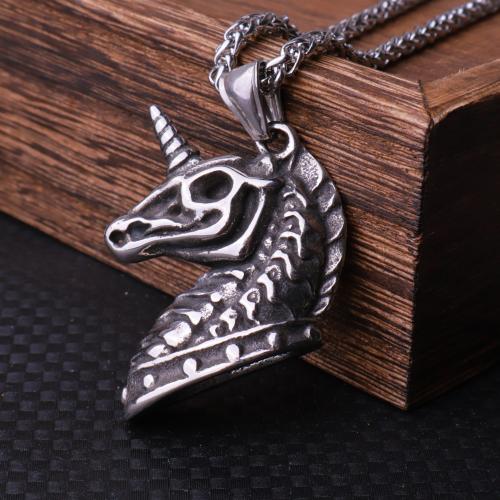 Stainless Steel Jewelry Necklace, 304 Stainless Steel, Unicorn, polished, fashion jewelry & Unisex original color Approx 60 cm 