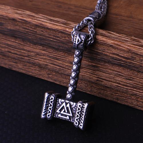 Stainless Steel Jewelry Necklace, 304 Stainless Steel, hammer, polished, fashion jewelry & for man, original color Approx 60 cm 