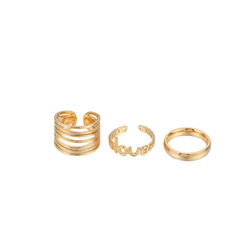 Ring paar, 304 Edelstahl, drei Stücke & Modeschmuck & für Frau, goldfarben, verkauft von setzen