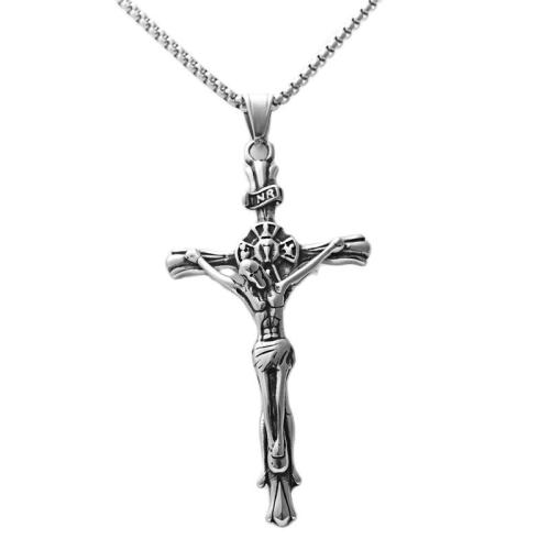 Stainless Steel Jewelry Necklace, 304 Stainless Steel, Cross, polished, fashion jewelry & for man, original color Approx 60 cm 
