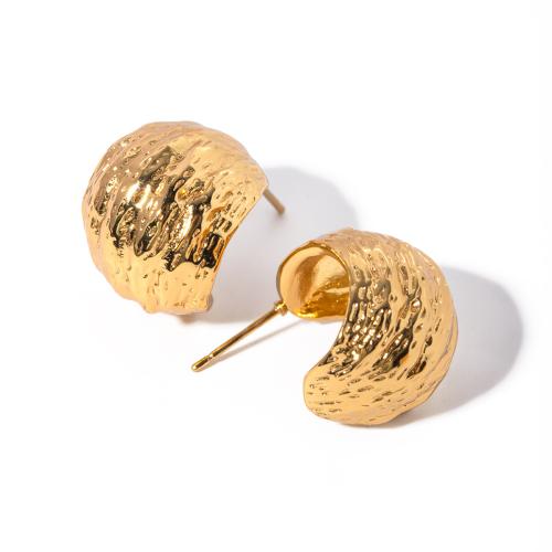 Edelstahl Stud Ohrring, 304 Edelstahl, 18K vergoldet, Modeschmuck & für Frau, goldfarben, 18.3x18.4mm, verkauft von Paar