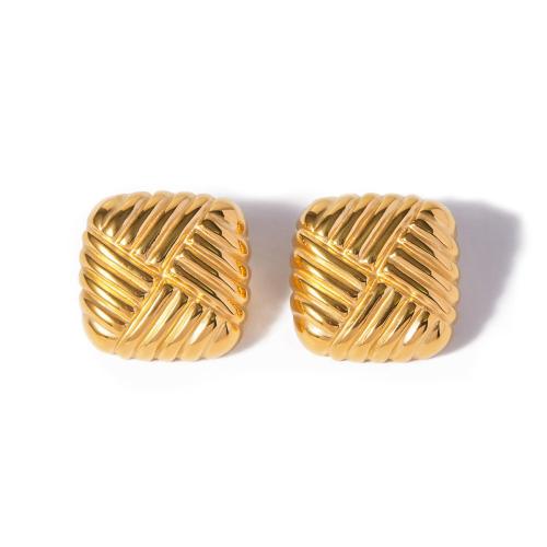 Stainless Steel Stud Earring, 304 Stainless Steel, 18K gold plated, fashion jewelry & for woman, golden, 30mm 