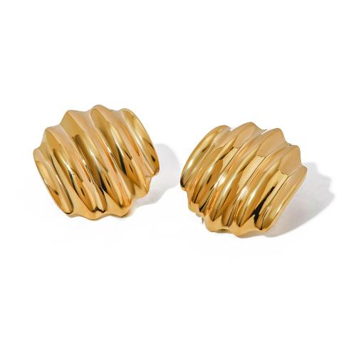 Edelstahl Stud Ohrring, 304 Edelstahl, 18K vergoldet, Modeschmuck & für Frau, goldfarben, 24.6x22.6mm, verkauft von Paar