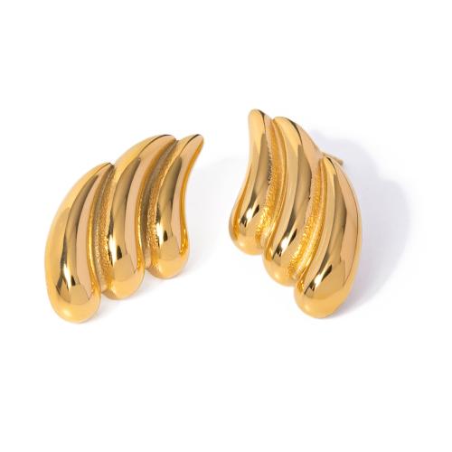 Edelstahl Stud Ohrring, 304 Edelstahl, 18K vergoldet, Modeschmuck & für Frau, goldfarben, 16.5x27.5mm, verkauft von Paar