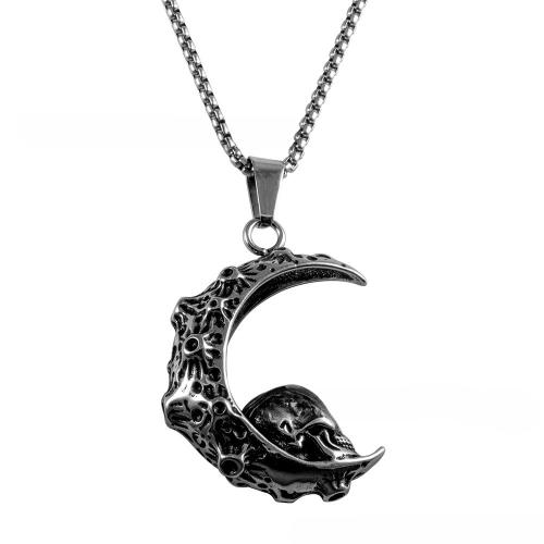 Stainless Steel Jewelry Necklace, 304 Stainless Steel, Moon, fashion jewelry & for man 