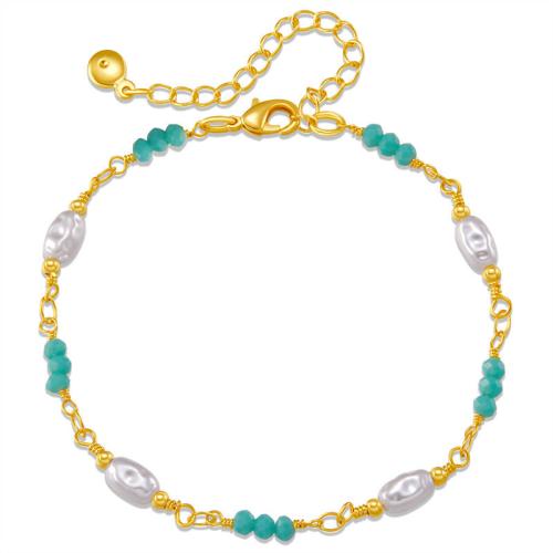 Bracelets en laiton, avec cristal, avec 6cm chaînes de rallonge, Placage, bijoux de mode, doré cm, Vendu par PC