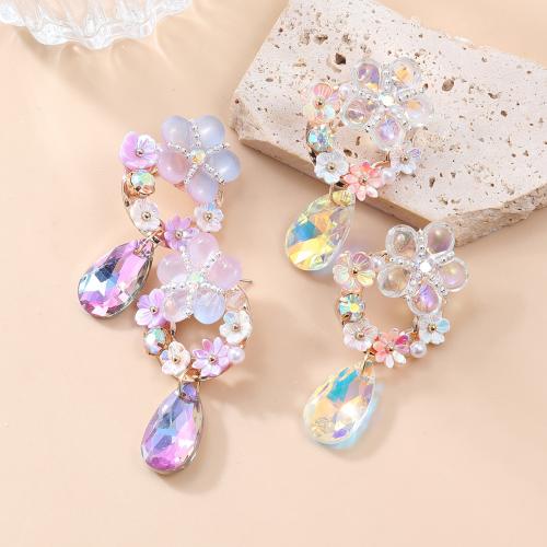 Resin Zinc Alloy Earring, with Resin & Acrylic, Flower, fashion jewelry & for woman 