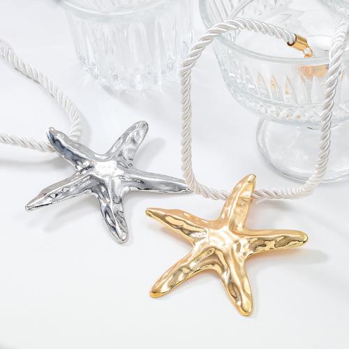 Zinc Alloy Necklace, with Polyester Cord, with 2.95 Inch extender chain, Starfish, plated, fashion jewelry & for woman .32 Inch 