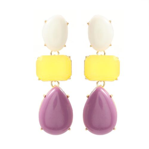 Resin Zinc Alloy Earring, with Resin, fashion jewelry & for woman, mixed colors 