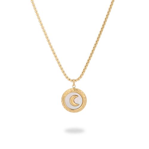 Stainless Steel Jewelry Necklace, 304 Stainless Steel, with White Shell, plated & for woman, golden 