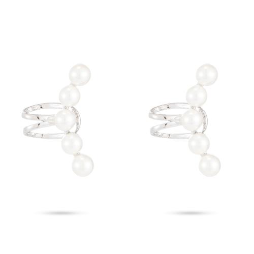Ohrring-Manschette, 304 Edelstahl, mit Kunststoff Perlen, plattiert, für Frau, keine, verkauft von Paar