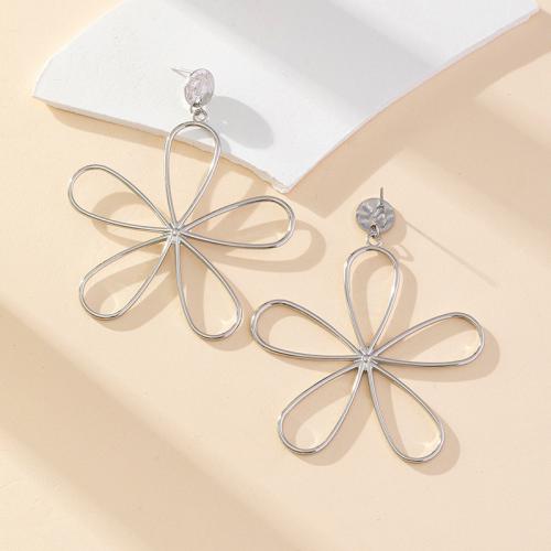Stainless Steel Drop Earring, 304 Stainless Steel, Flower, fashion jewelry & for woman & hollow 