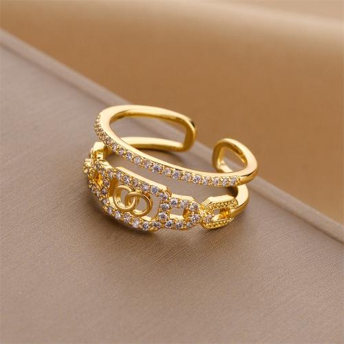 Cubic Zirconia Micro Pave Brass Finger Ring, fashion jewelry & micro pave cubic zirconia & for woman, golden, US Ring [