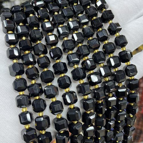 Natürliche schwarze Achat Perlen, Schwarzer Achat, Quadrat, Modeschmuck & DIY & verschiedene Größen vorhanden & facettierte, schwarz, Länge:ca. 38 cm, verkauft von Strang