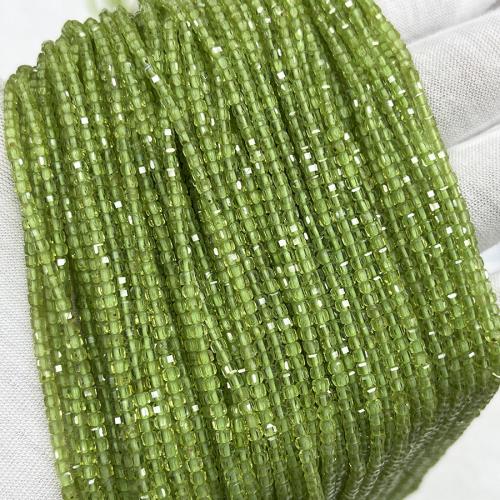 Olivenquarz Perle, Quadrat, Modeschmuck & DIY & facettierte, grün, 2.5mm, Länge:ca. 38 cm, verkauft von Strang