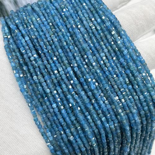 Apatite Beads, Apatites, Square, fashion jewelry & DIY & faceted, blue, 2.5mm Approx 38 cm 