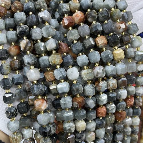 Hawk-eye Stone Beads, Square, fashion jewelry & DIY & faceted, mixed colors Approx 38 cm 