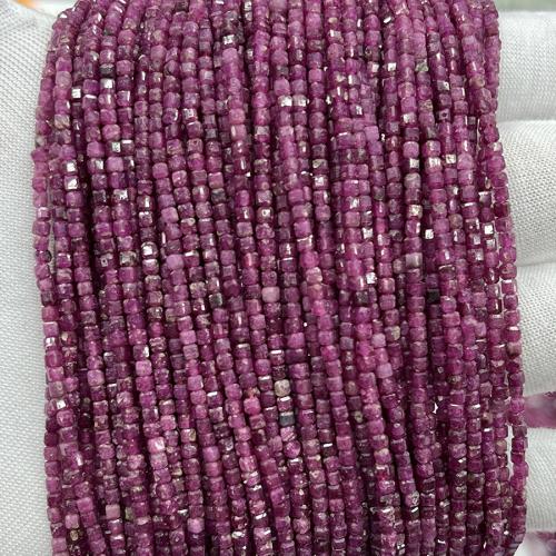 рубин Бусины, Квадратная форма, ювелирные изделия моды & DIY & граненый, пурпурный, 2.5mm, длина:Приблизительно 38 см, продается Strand