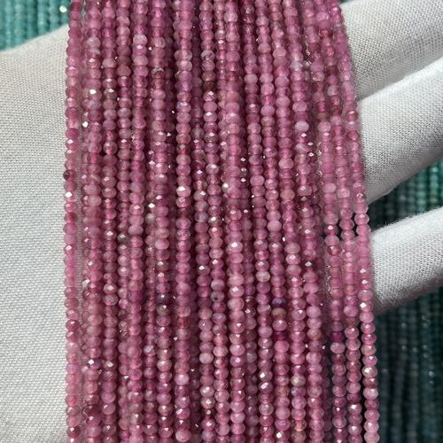 Natürlicher Turmalin Perlen, Abakus,Rechenbrett, Modeschmuck & DIY & facettierte, Rosa, 2x3mm, Länge:ca. 38 cm, verkauft von Strang