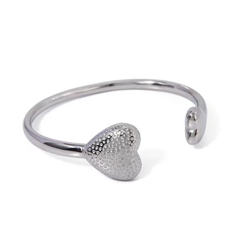 Stainless Steel Cuff Bangle, 304 Stainless Steel, Heart, fashion jewelry & for woman, Inner Approx 62mm 
