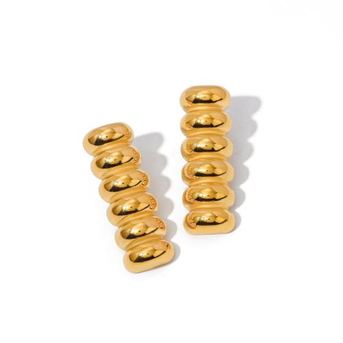 Edelstahl Stud Ohrring, 304 Edelstahl, 18K vergoldet, Modeschmuck & für Frau, goldfarben, 43.3x15mm, verkauft von Paar
