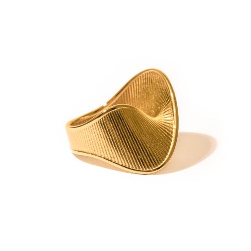 Кольцо из нержавеющей стали, Нержавеющая сталь 304, 18K позолоченный, ювелирные изделия моды & разный размер для выбора & Женский, Золотой, продается PC