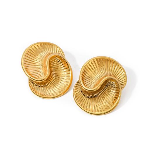 Edelstahl Stud Ohrring, 304 Edelstahl, 18K vergoldet, Modeschmuck & für Frau, goldfarben, 27.8x35.8mm, verkauft von Paar