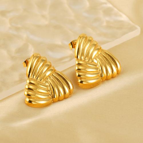 Edelstahl Stud Ohrring, 304 Edelstahl, 18K vergoldet, Modeschmuck & verschiedene Stile für Wahl & für Frau, goldfarben, verkauft von Paar