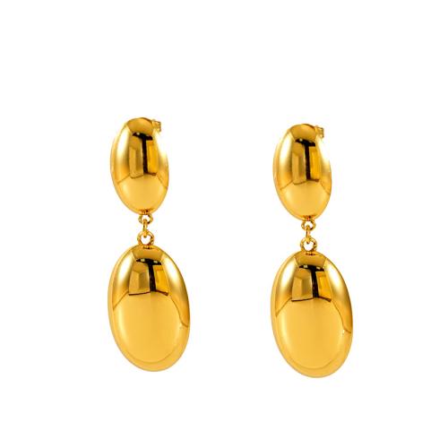 Stainless Steel Drop Earring, 304 Stainless Steel, 18K gold plated, fashion jewelry & for woman, golden, 55mm 