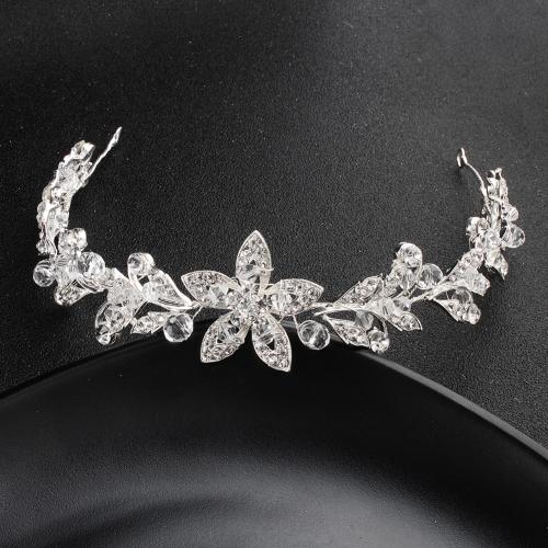 Headband, Zinc Alloy, with Crystal, for woman, silver color Approx 31 cm [