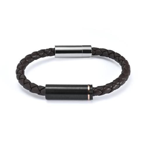 PU Leather Cord Bracelets, with 304 Stainless Steel, Vacuum Ion Plating, fashion jewelry & for man [