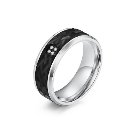 Нержавеющая сталь Rhinestone палец кольцо, Нержавеющая сталь 304, вакуумное ионное покрытие, ювелирные изделия моды & разный размер для выбора & Мужский & со стразами, Много цветов для выбора, продается PC[