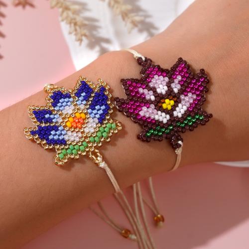 Glass Seed Beads Bracelets, with Cotton, Flower, for woman 
