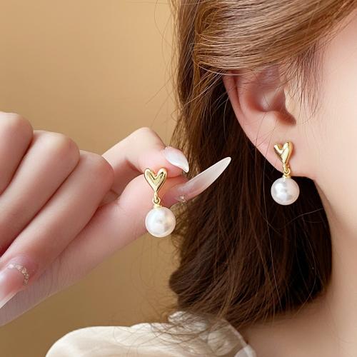 Kunststoff Perle Zink Legierung Ohrring, Zinklegierung, mit Kunststoff Perlen, plattiert, Modeschmuck, keine, 8x22mm, verkauft von Paar