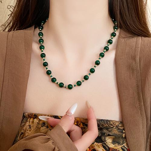 Murano Schmuck Halskette, Lampwork, Modeschmuck, grün, Länge:44.5 cm, verkauft von PC