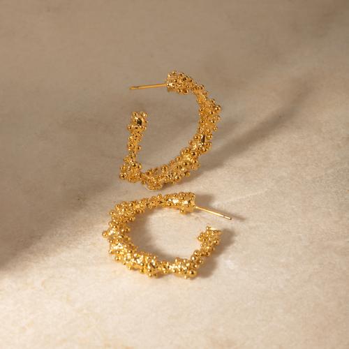 Edelstahl Stud Ohrring, 304 Edelstahl, plattiert, Modeschmuck, goldfarben, 6.7x34mm, verkauft von Paar