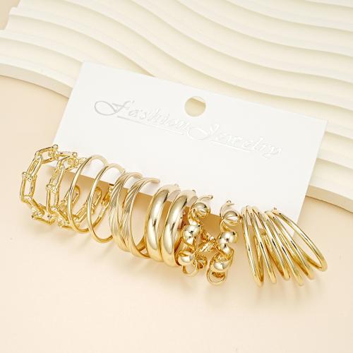 Zinc Alloy Hoop Earring, 6 pieces & fashion jewelry & for woman, golden 