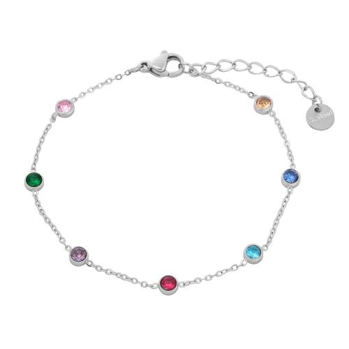 Stainless Steel Charm Bracelet, 304 Stainless Steel, with 4CM extender chain, plated, for woman & with rhinestone Approx 16 cm 