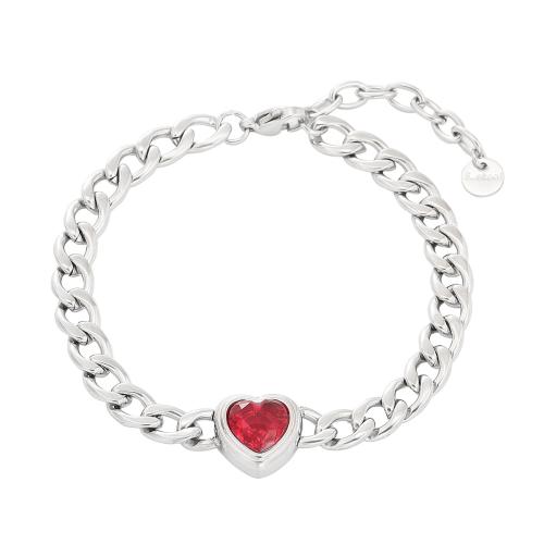 Stainless Steel Charm Bracelet, 304 Stainless Steel, with 4CM extender chain, plated, for woman & with rhinestone Approx 16 cm 