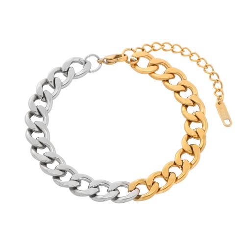 Stainless Steel Chain Bracelets, 304 Stainless Steel, with 4CM extender chain, plated, for woman, gold Approx 16 cm 