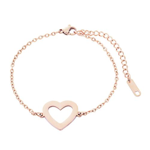 Stainless Steel Charm Bracelet, 304 Stainless Steel, Heart, plated, for woman 