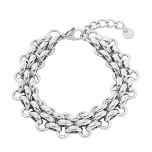 Stainless Steel Chain Bracelets, 304 Stainless Steel, with 5CM extender chain, plated, for woman, silver color Approx 18.5 cm 
