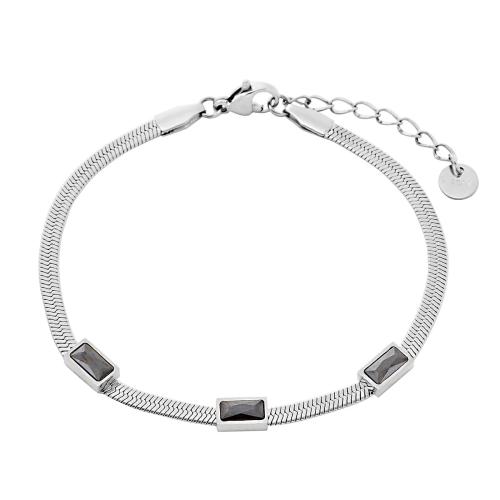 Stainless Steel Charm Bracelet, 304 Stainless Steel, with 4CM extender chain, plated, micro pave cubic zirconia & for woman Approx 16 cm 
