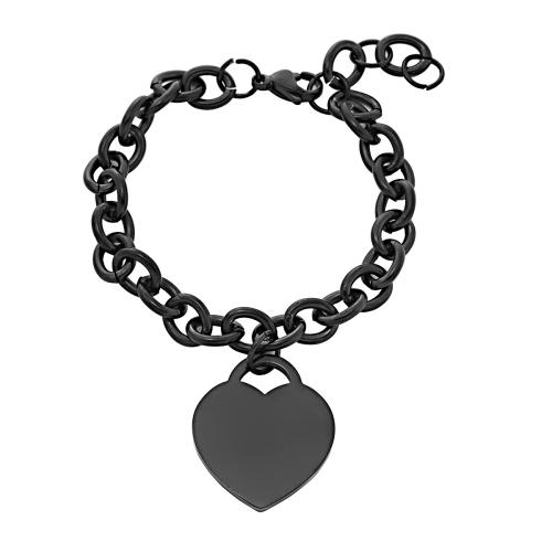 Bracelet en acier inoxydable, Acier inoxydable 304, avec 4CM chaînes de rallonge, coeur, Placage, pour femme, plus de couleurs à choisir Environ 16 cm, Vendu par PC